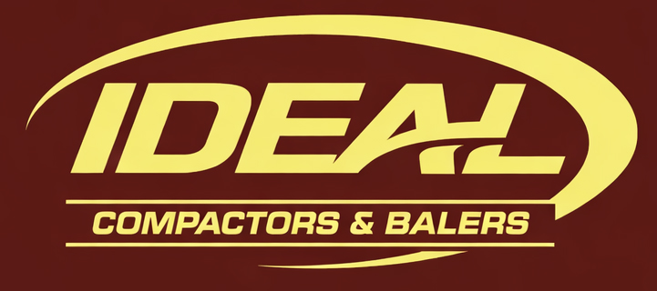 Logo of IDEAL Compactors and Balers on a brown background